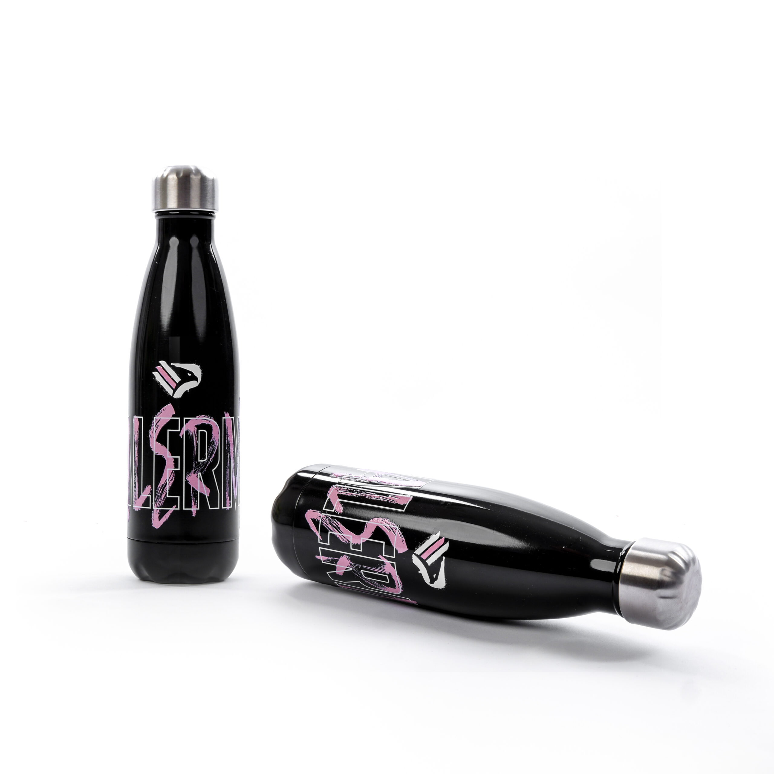 borraccia Palermo FC nera con graffiti rosa
