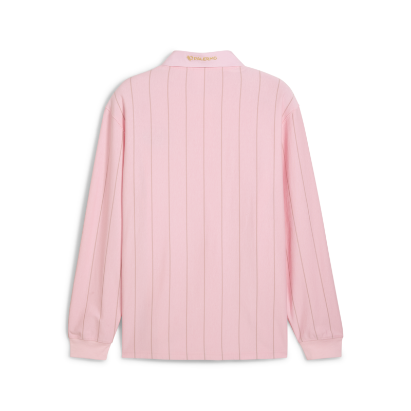 vista posteriore della polo a maniche lunghe rosa a righe nere puma x Palermo FC