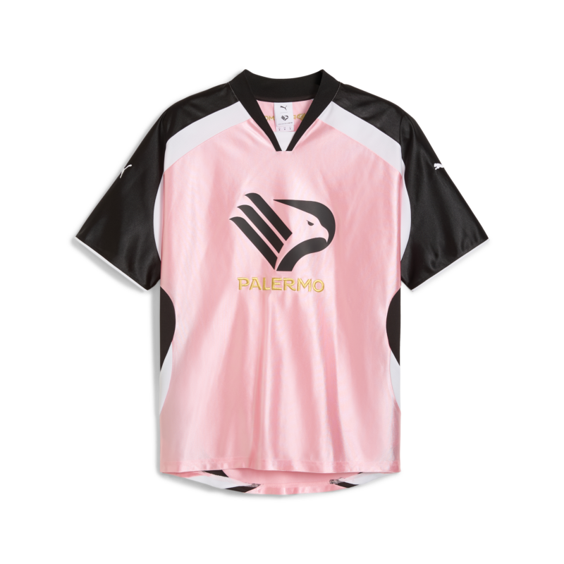 vista frontale maglia puma x Palermo FC a maniche corte con logo sul petto