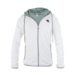 vista frontale della giacca antipioggia della collezione 80 special del Palermo FC bianco con dettagli verdi