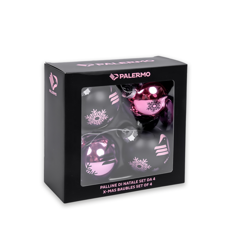 set da 4 palline di natale del Palermo fc