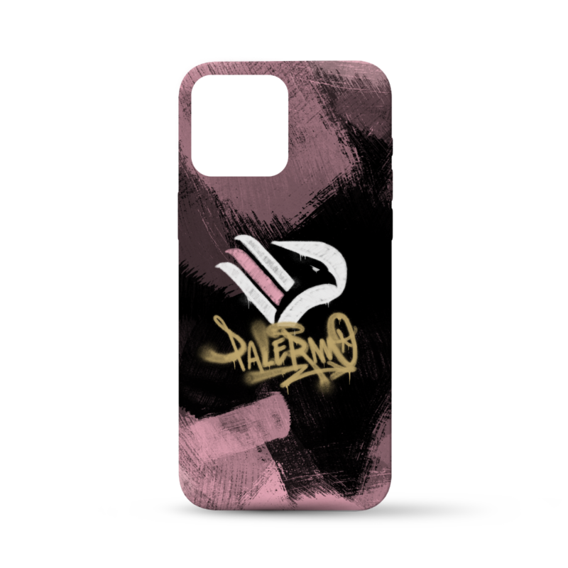 Cover per cellulare del Palermo FC con grafica in stile graffiti con sfondo nero