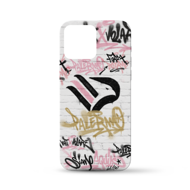 Cover per cellulare del Palermo FC con grafica in stile graffiti con sfondo bianco