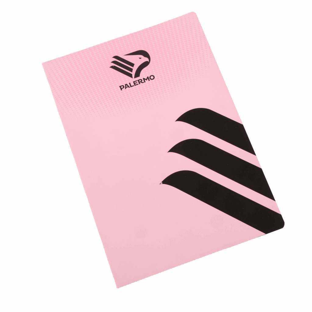 quaderno rosa con simbolo "ala" e logo del Palermo FC