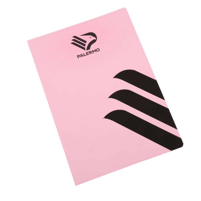 quaderno rosa con simbolo "ala" e logo del Palermo FC