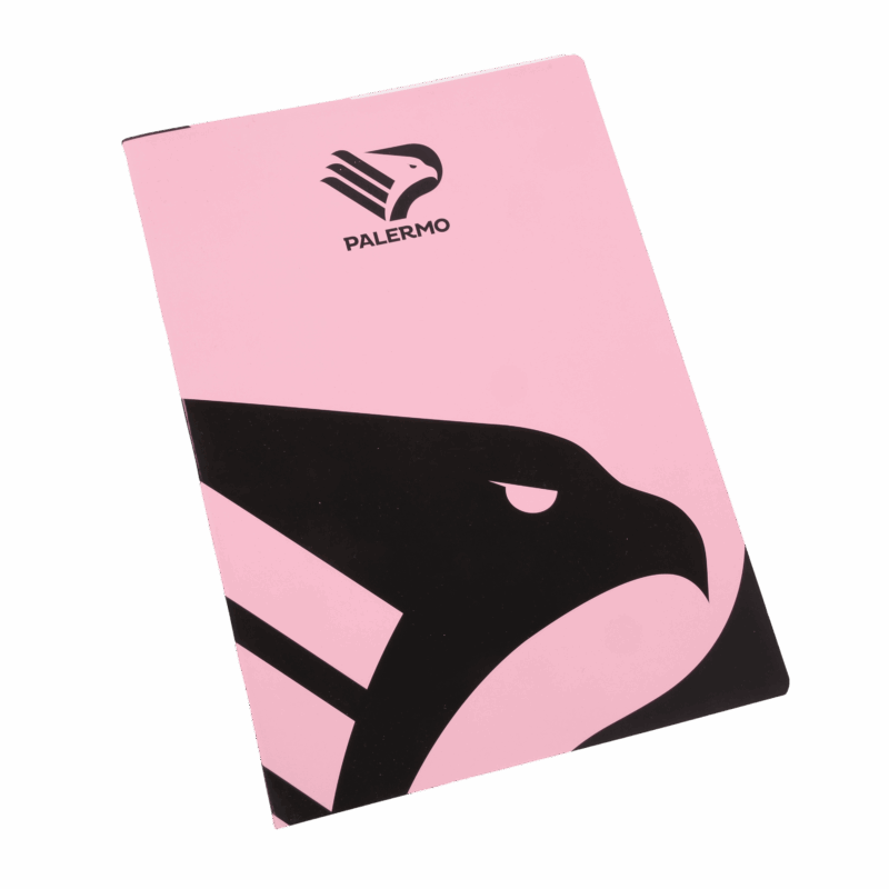 quaderno rosa con aquila e logo del Palermo FC