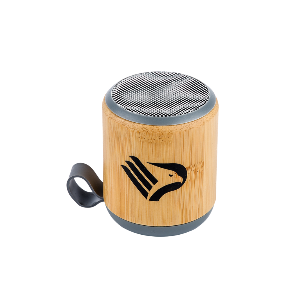 Cassa wireless Palermo FC con corpo in bambù e logo aquila nera