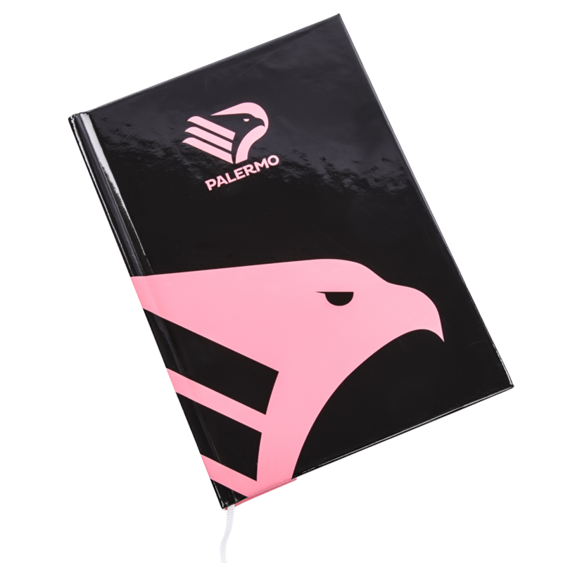 copertina del diario Palermo FC nero con logo e aquila rosa