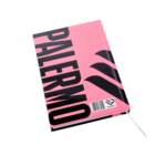 retro del diario del Palermo FC rosa con scritta Palermo