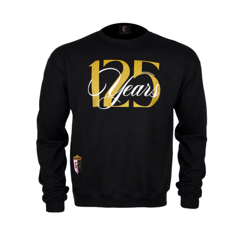 Felpa nera girocollo Palermo FC capsule 125 con scritta "125 years"