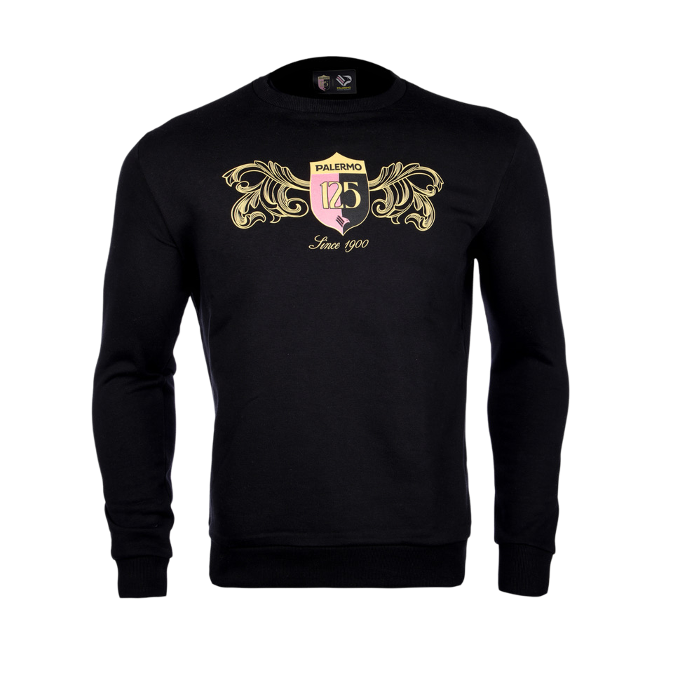 Felpa girocollo 125 anniversario Palermo FC con stemma "Palermo 125" e scritta "Since 1900"