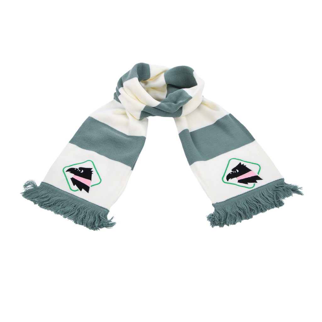 sciarpa aperta Palermo FC a righe verdi e bianche con logo gratton ricamato della collezione 80 special