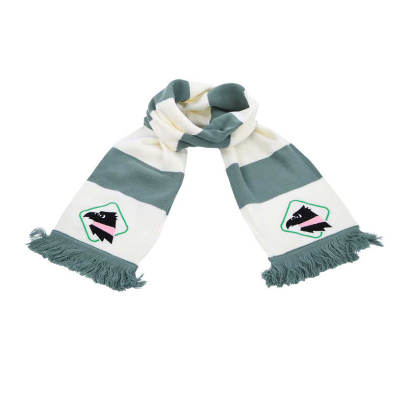 sciarpa aperta Palermo FC a righe verdi e bianche con logo gratton ricamato della collezione 80 special