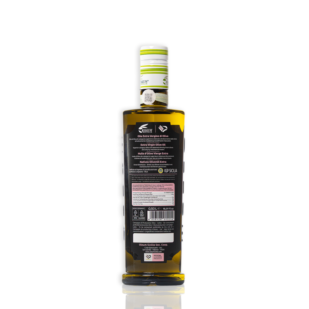 Olio Extra Vergine di Oliva Palermo FC retro con etichetta