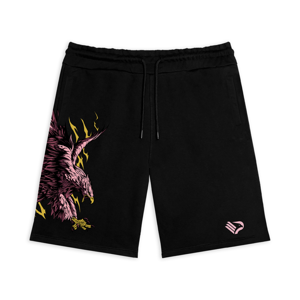 Bermuda neri della Collezione Aquile con aquila sulla gamba destra, stemma del Palermo FC sul lato sinistro e coulisse regolabile in vita
