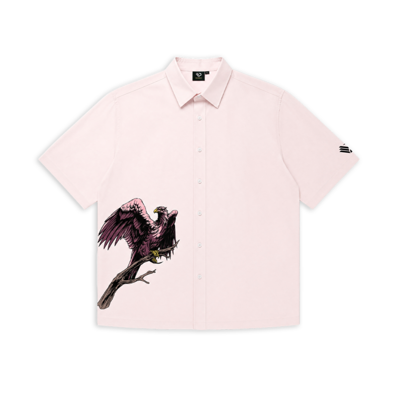 Camicia bianca Collezione Aquile con grafica aquila raffigurata su un ramo e stemma nero del Palermo FC sulla manica sinistra. Dotata di 6 bottoni bianchi.