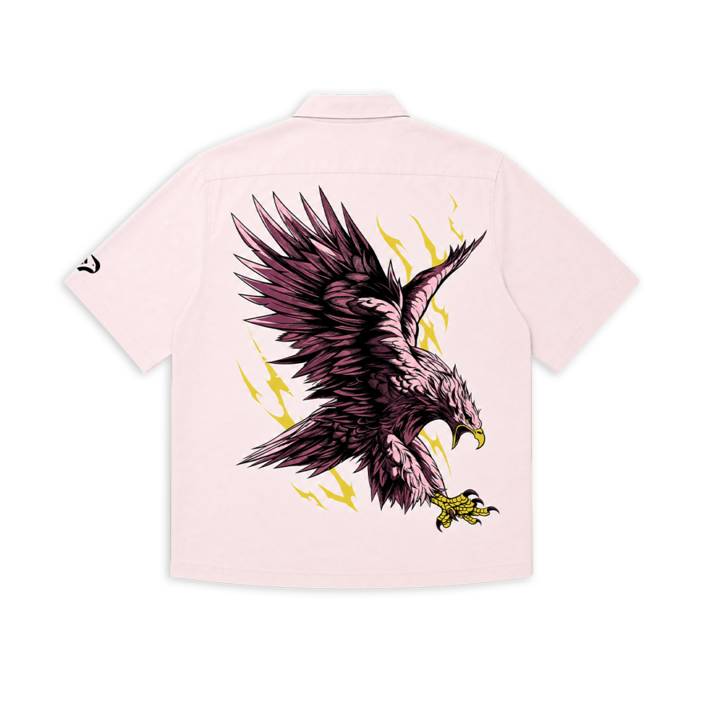 Retro della camicia bianca Collezione Aquile con grafica aquila sulla parte posteriore e stemma nero del Palermo FC sulla manica sinistra