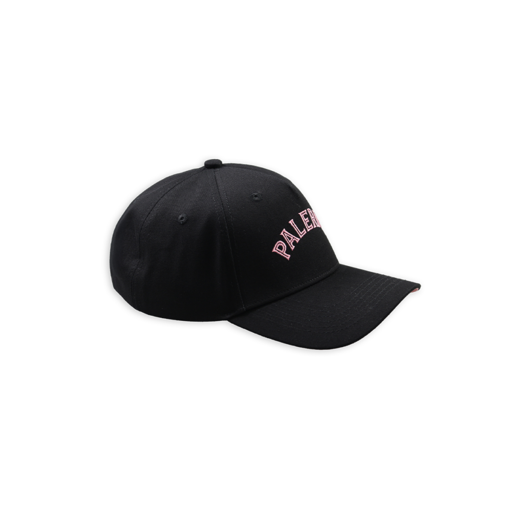 vista laterale del cappello Palermo FC - Collezione Aquile con scritta rosa PALERMO ricamata sul fronte