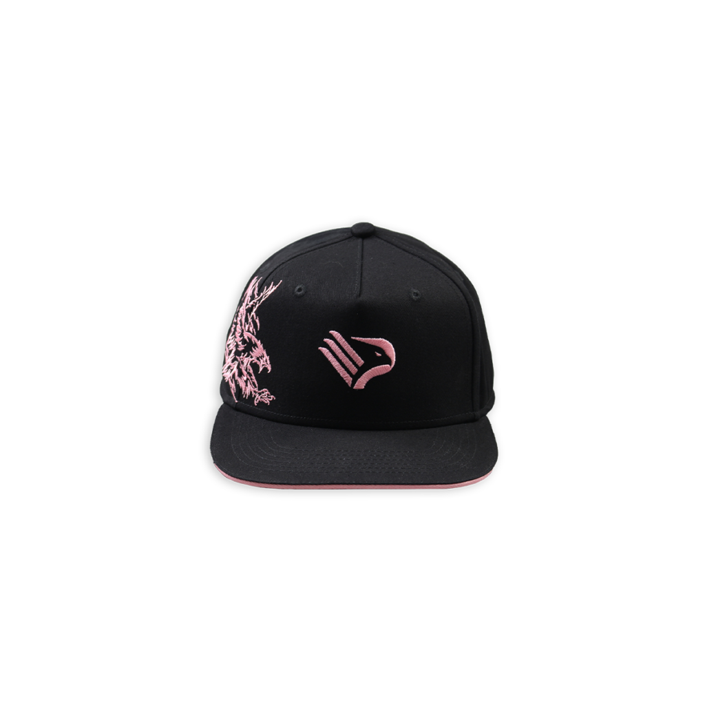 Cappello nero Snapback con stemma aquila del Palermo FC sul fronte e mastosa aquila rosa sul lato sinistro
