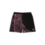 Costume mare nero della Collezione Aquile con grafica ispirata alla mappa di Palermo e stemma aquila del Palermo FC sulla gamba sinistra, dotato di elastico e coulisse in vita