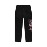 Retro dei jeans neri della collezione Aquile con aquila stampata sulla gamba destra e due tasche posteriori