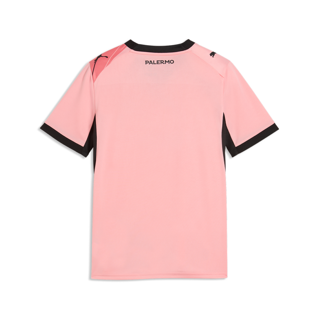 vista posteriore maglia gara home Palermo FC 2025/26 adulto, con scritta PALERMO sotto il collo