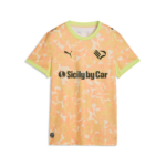 vista frontale della maglia gara away Palermo FC 2026/27 da donn con stemma aquila, loghi degli sponsor Puma e Sicily by Car