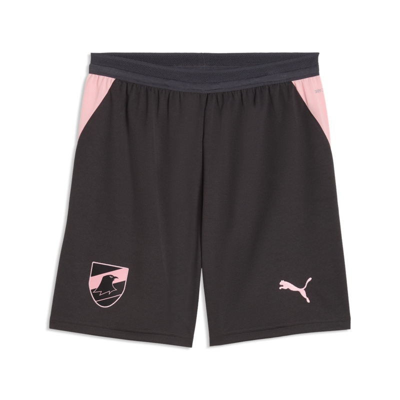 Pantaloncini gara Third 2026/27 da adulto, color antracite con dettagli laterali rosa, stemma Palermo FC e logo Puma.