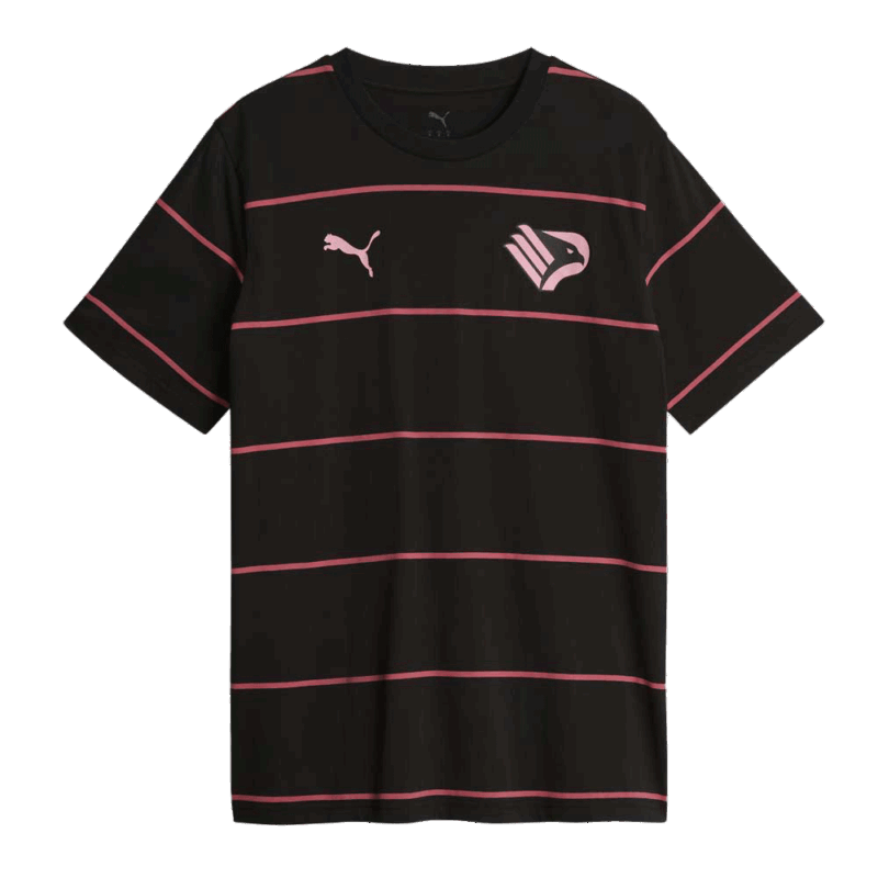 t-shirt Palermo nera righe rosa